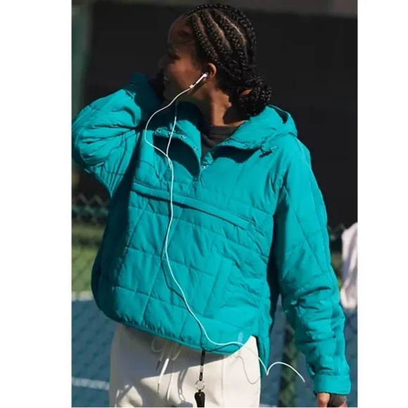 Free People Movement Pippa Packable Pullover Puffer Jacket Teal Coat - Picture 2 of 11